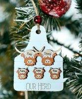 Highland Cow Family Personalized Christmas Ornament