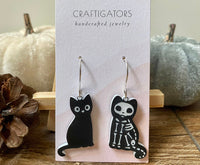 Halloween Skeleton Cat Earrings