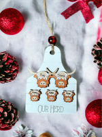 Highland Cow Family Farm Tag Christmas Ornament