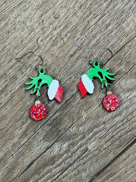 Green Hand Earrings