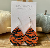 Orange and Black Bat Earrings