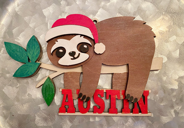 Sloth Ornament with name